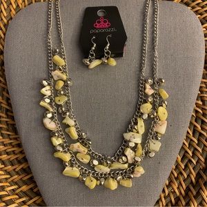 Pebble Pioneer Yellow Layered Beaded Necklace Set